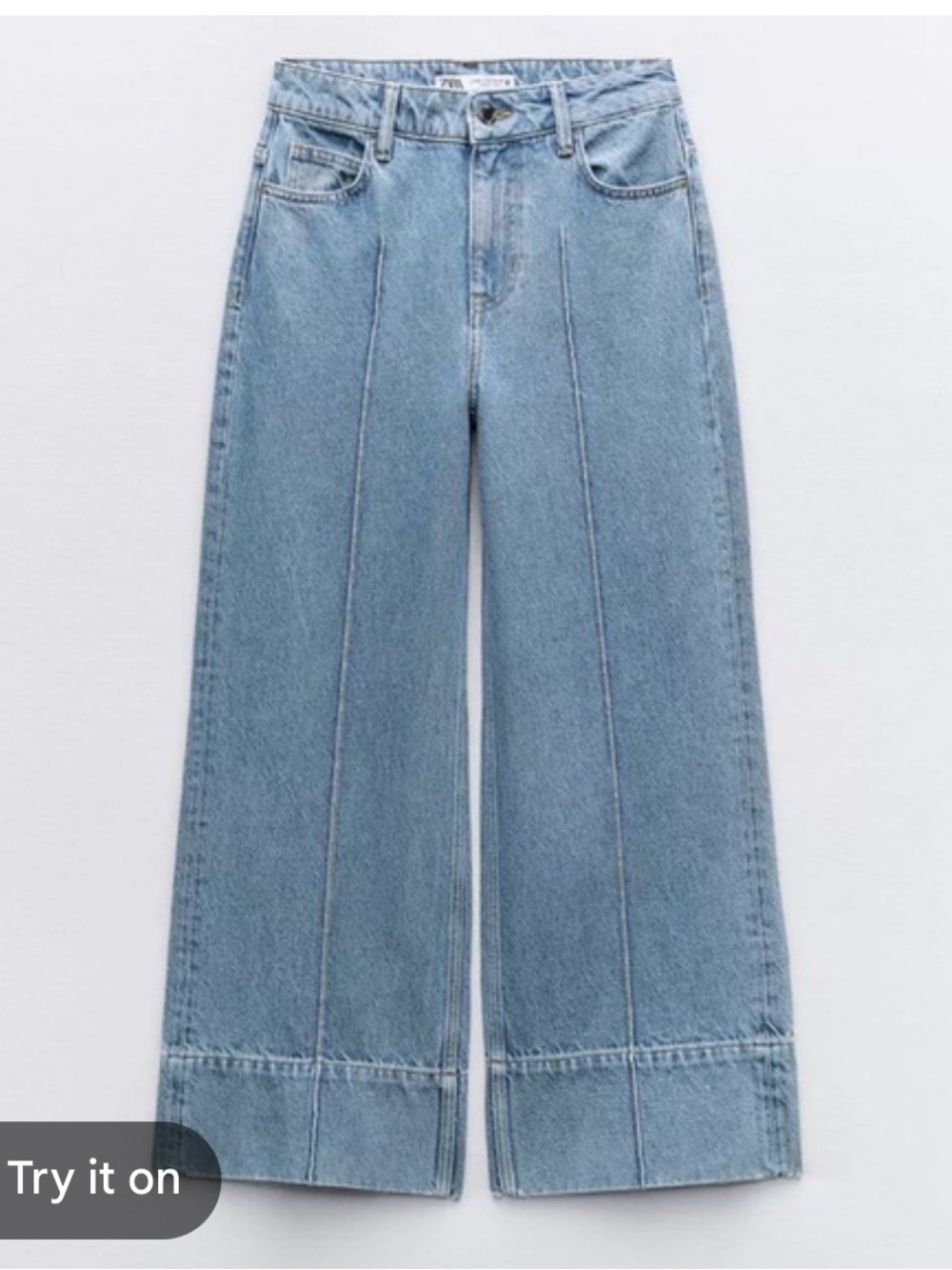 Zara Crop Wide Leg Front Seam Jeans